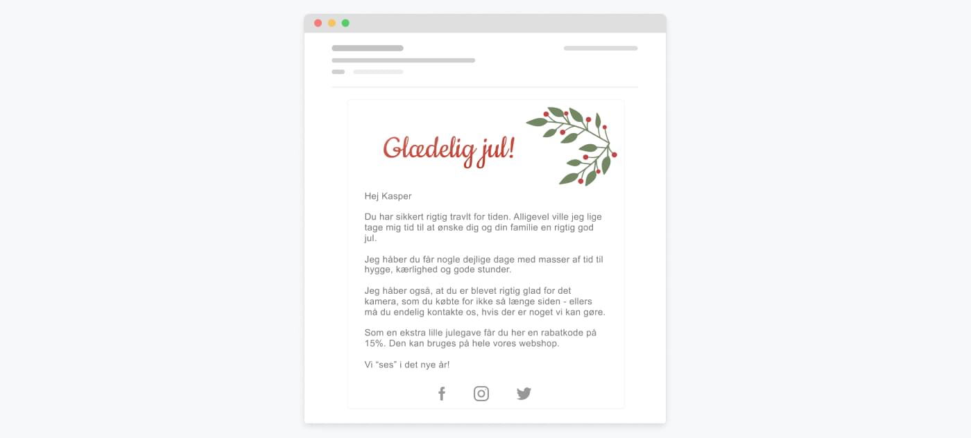 Email med en venlig julehilsen