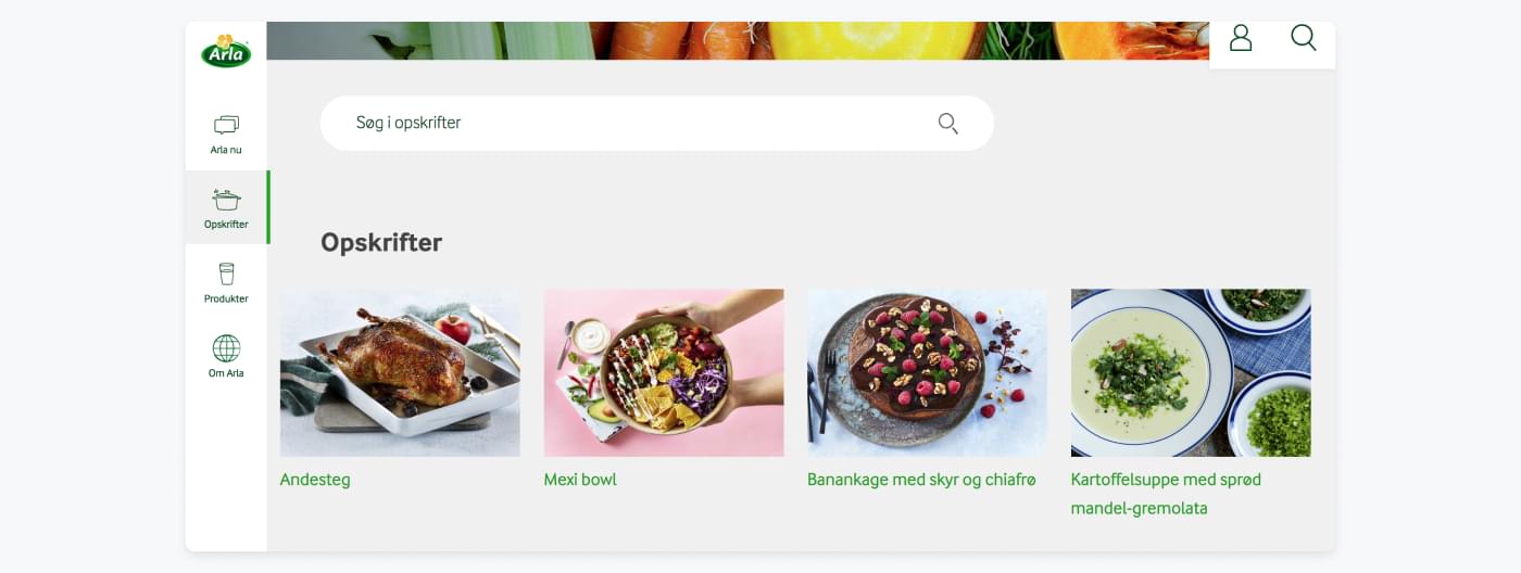 Karoline's Kitchen page with recipes
