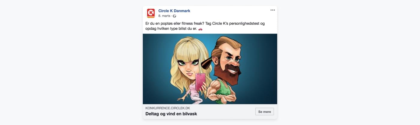 Screenshot af Circle K's personlighedstest på Facebook