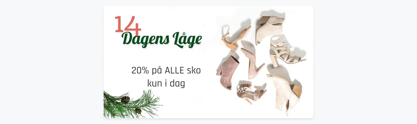 Ide til julekalender - beige sko og stiletter samt grangren